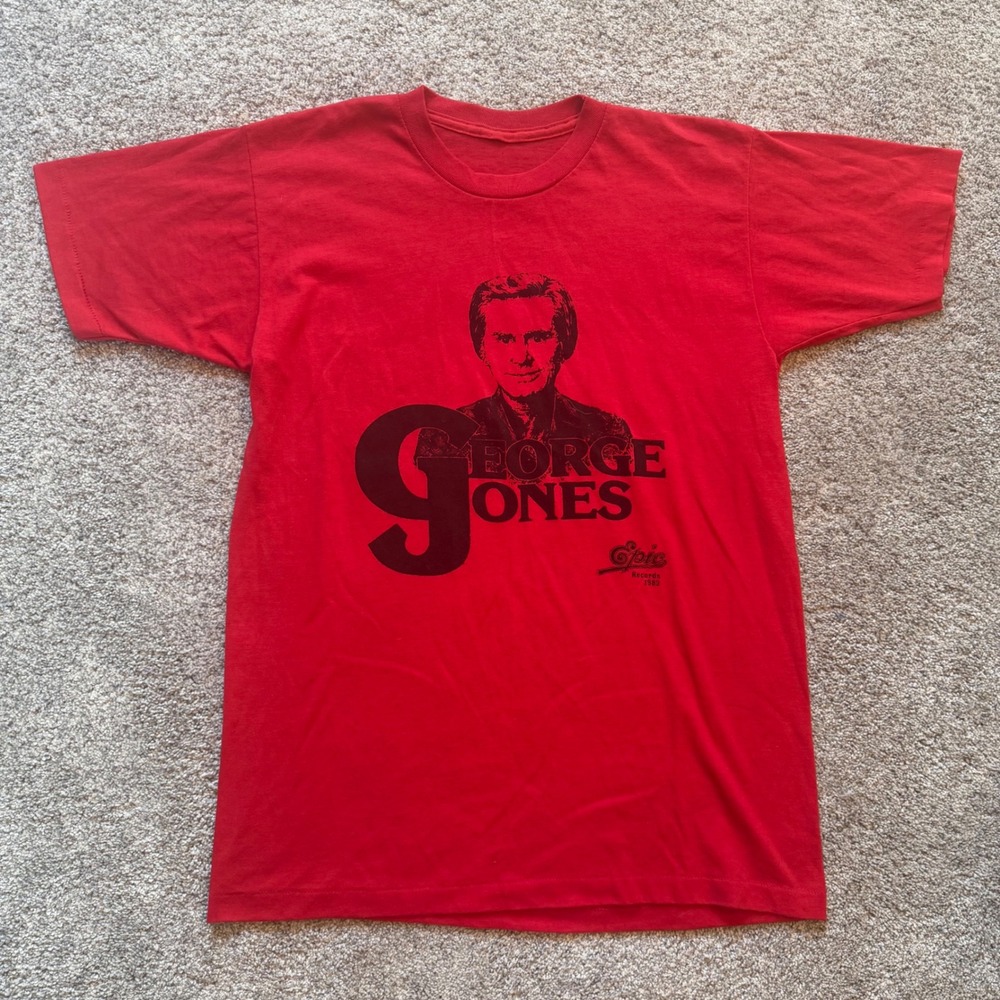 Vintage RARE 1982 George Jones I Saw No Show Jones Red Single Stitch Mens S/M